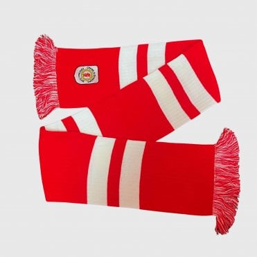 Red & White Ribbed Scarf
